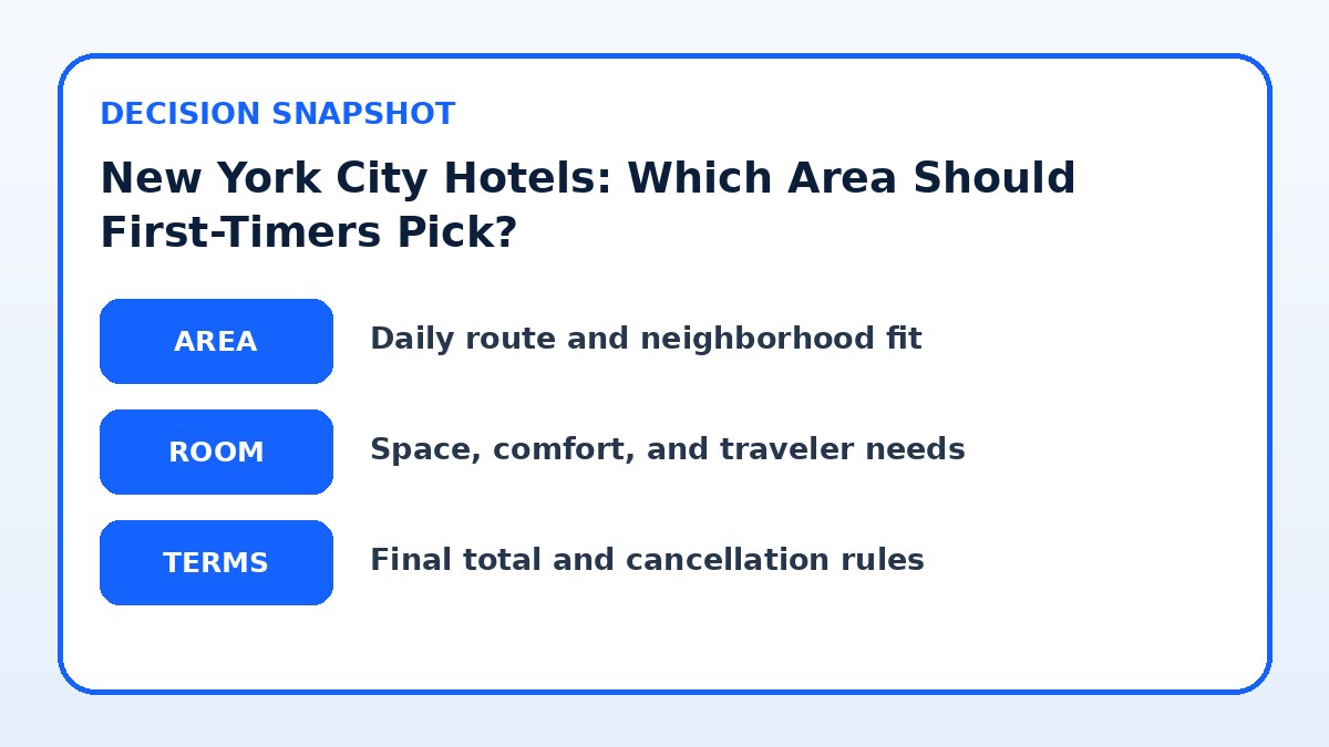 Decision guide for New York City Hotels: Which Area Should First-Timers Pick?