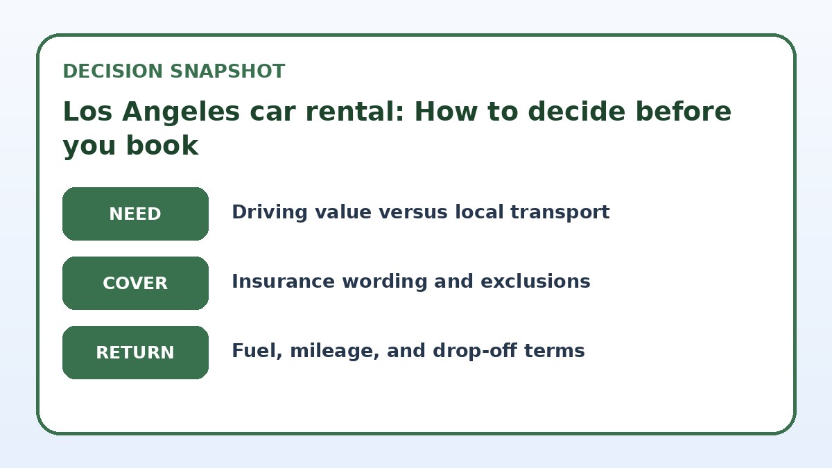 Decision guide for Los Angeles car rental: How to decide before you book
