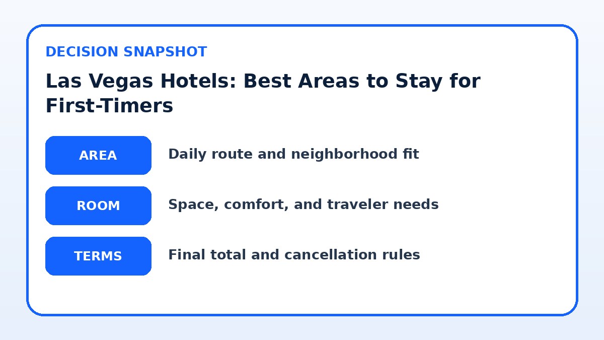 Decision guide for Las Vegas Hotels: Best Areas to Stay for First-Timers
