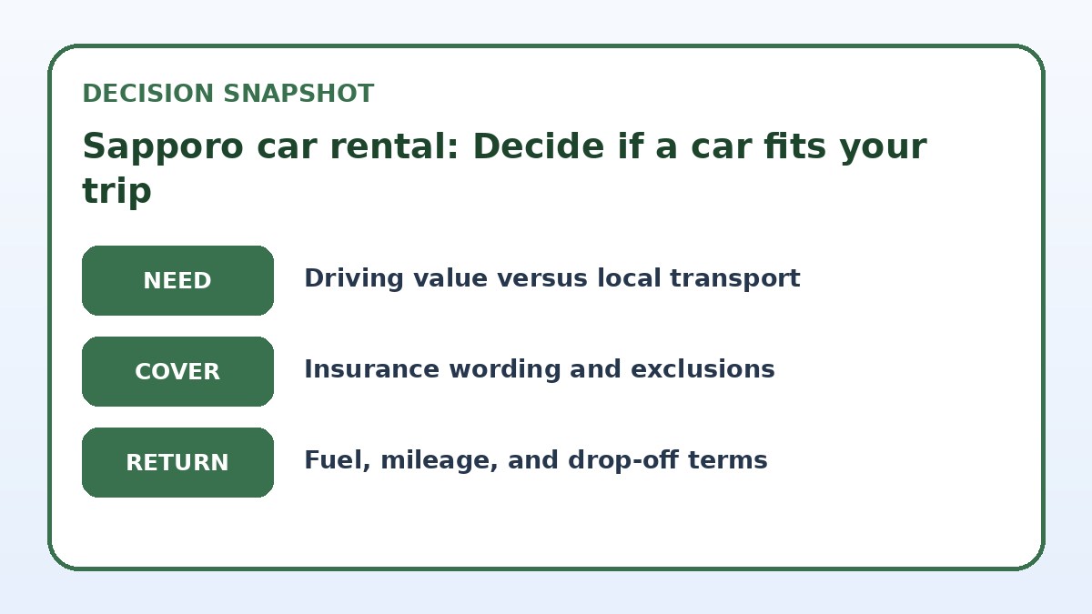 Decision guide for Sapporo car rental: Decide if a car fits your trip
