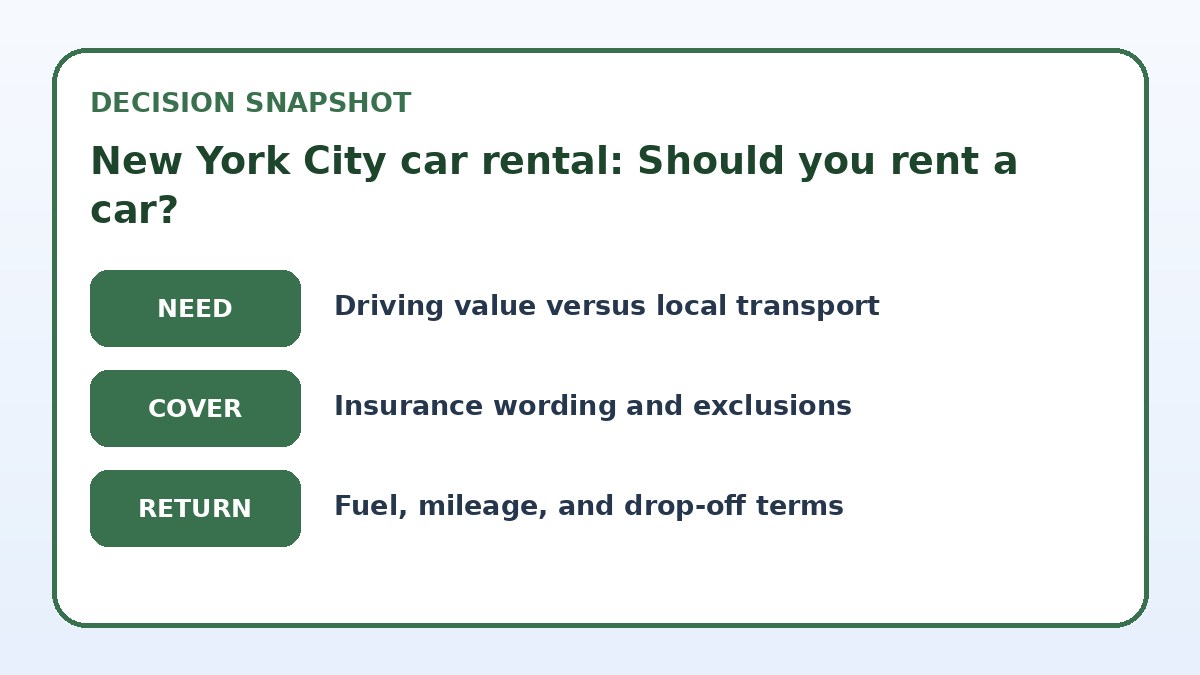 Decision guide for New York City car rental: Should you rent a car?