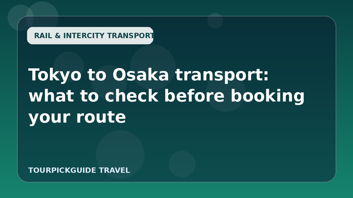 Tokyo to Osaka transport: what to check before booking your route