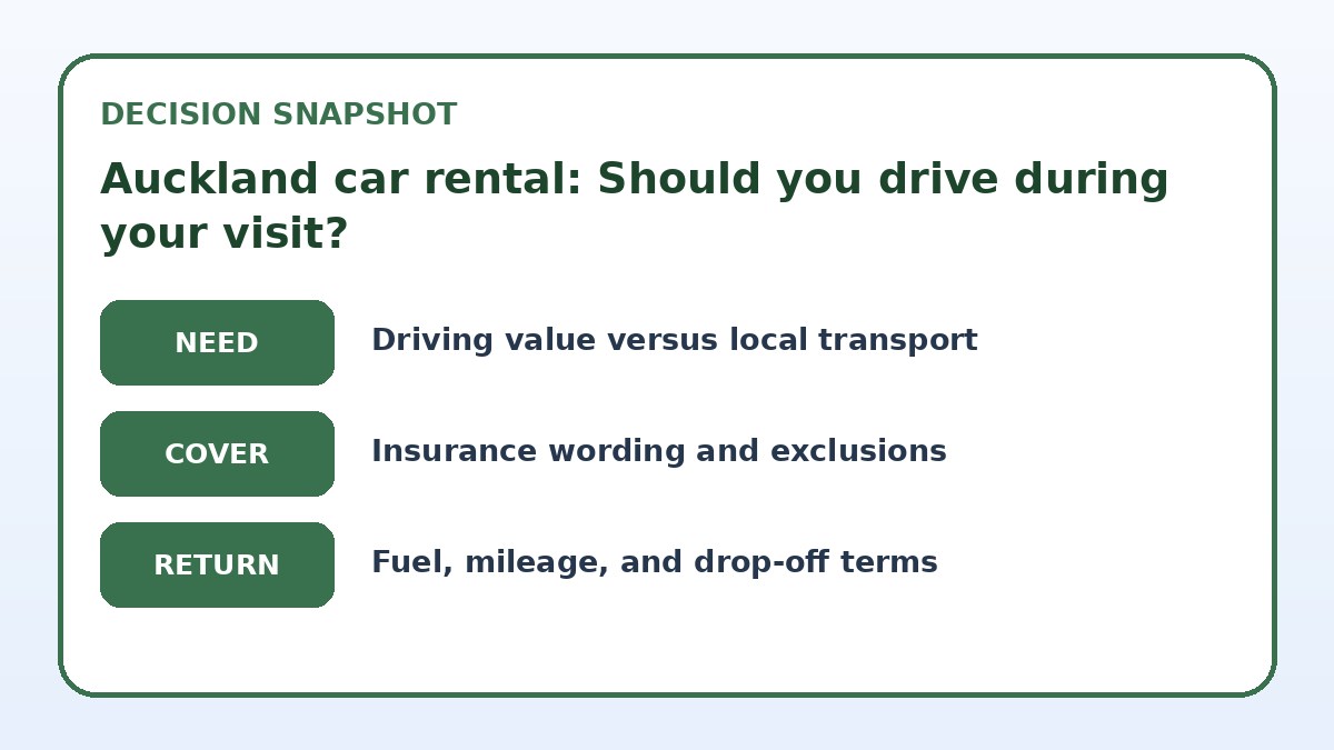 Decision guide for Auckland car rental: Should you drive during your visit?