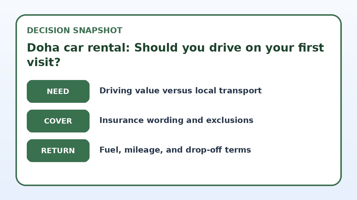 Decision guide for Doha car rental: Should you drive on your first visit?