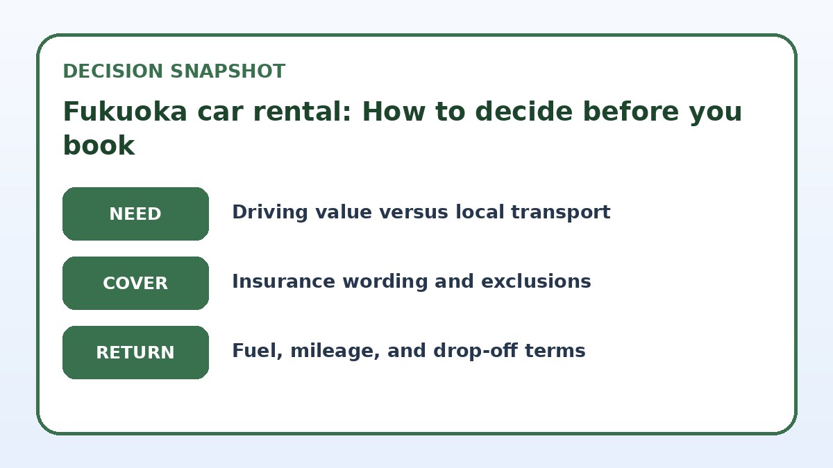 Decision guide for Fukuoka car rental: How to decide before you book