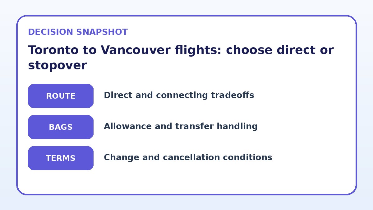 Decision guide for Toronto to Vancouver flights: choose direct or stopover