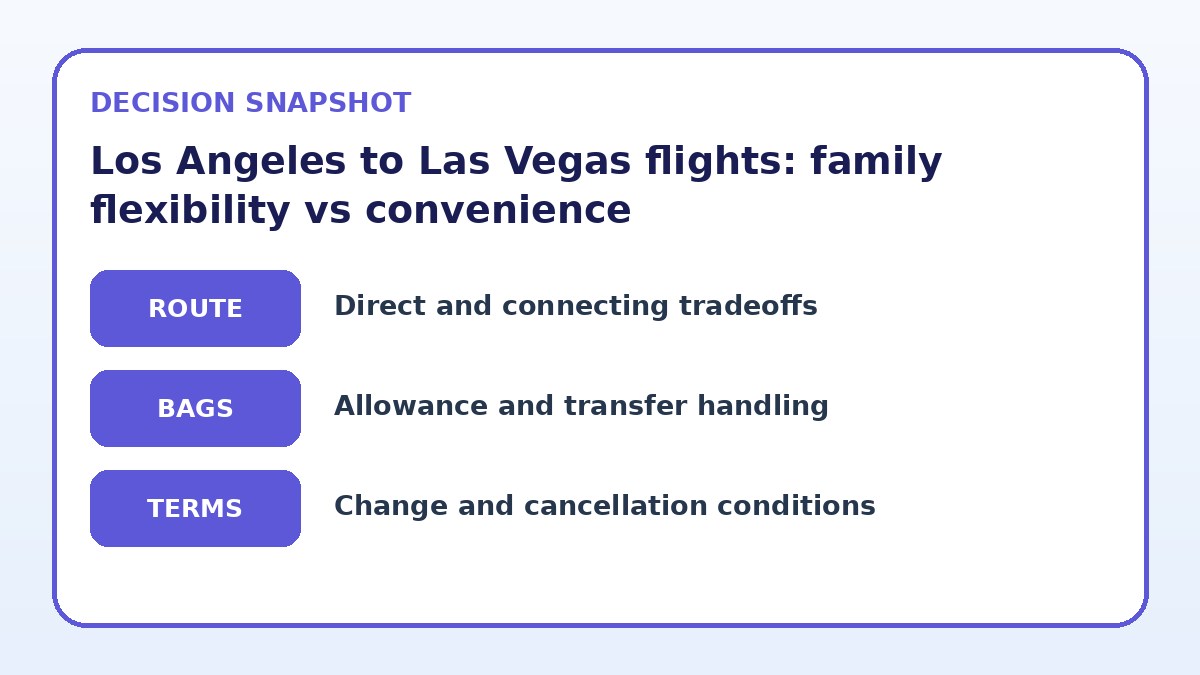 Decision guide for Los Angeles to Las Vegas flights: family flexibility vs convenience