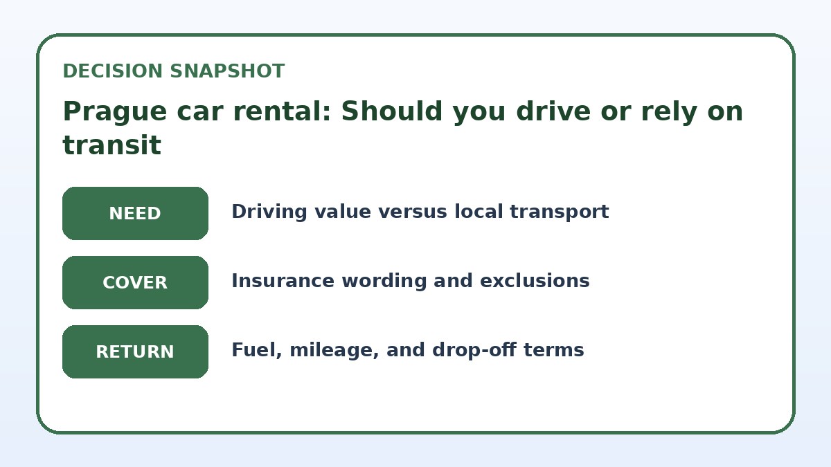 Decision guide for Prague car rental: Should you drive or rely on transit