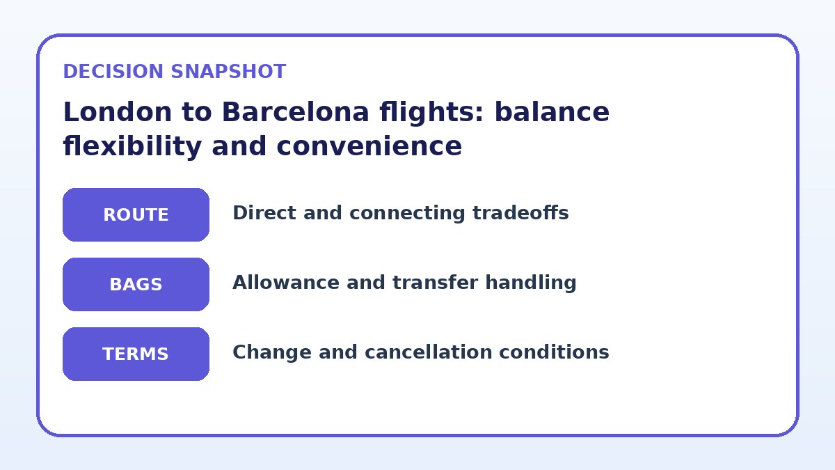Decision guide for London to Barcelona flights: balance flexibility and convenience