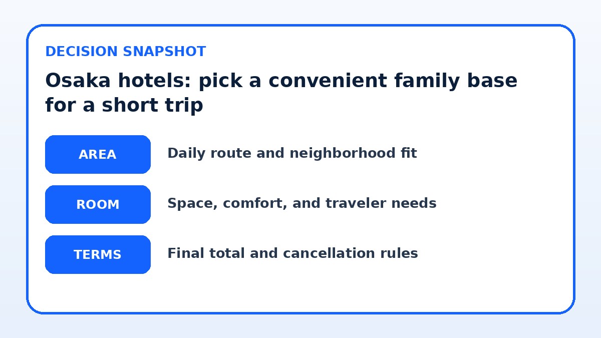 Decision guide for Osaka hotels: pick a convenient family base for a short trip