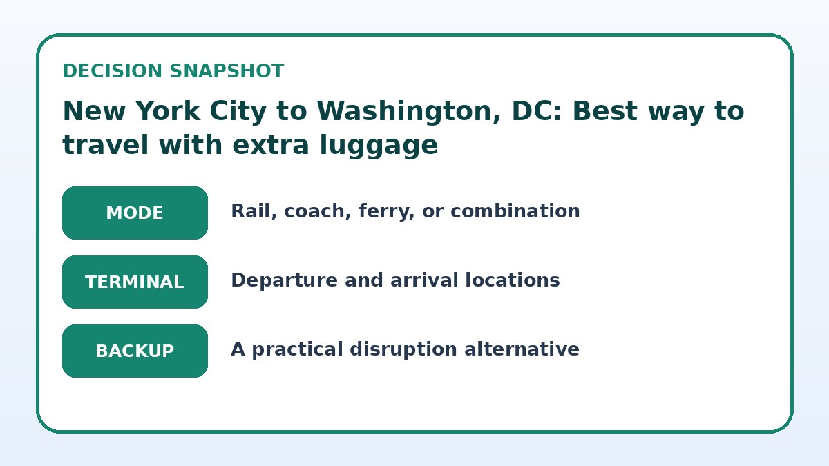 Decision guide for New York City to Washington, DC: Best way to travel with extra luggage