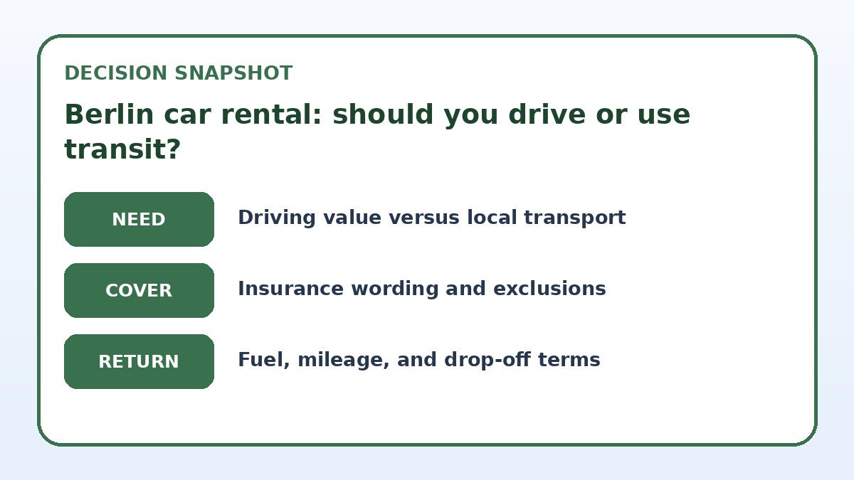 Decision guide for Berlin car rental: should you drive or use transit?