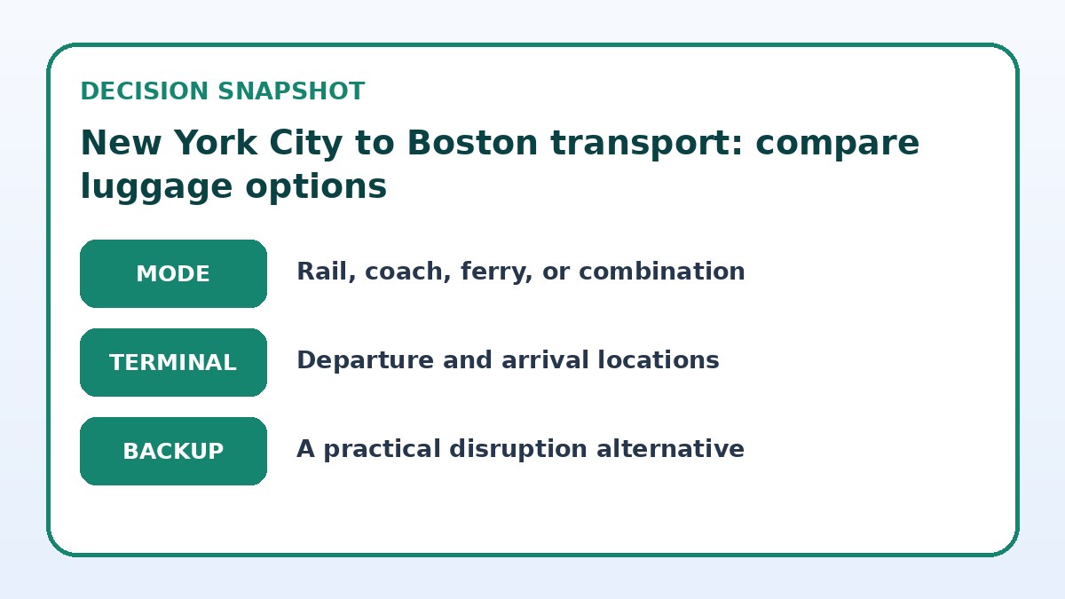 Decision guide for New York City to Boston transport: compare luggage options