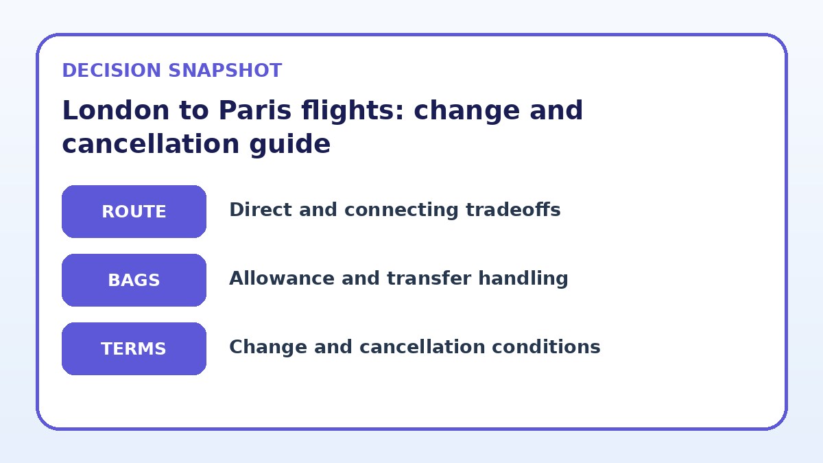Decision guide for London to Paris flights: change and cancellation guide