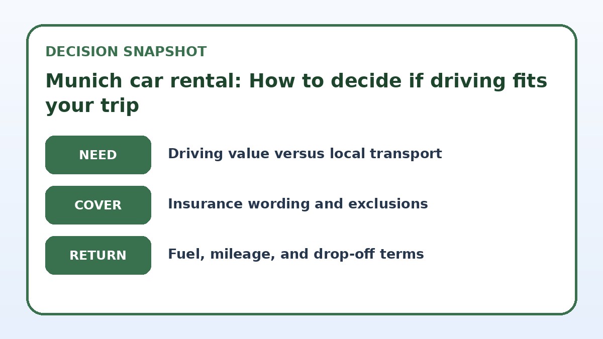 Decision guide for Munich car rental: How to decide if driving fits your trip