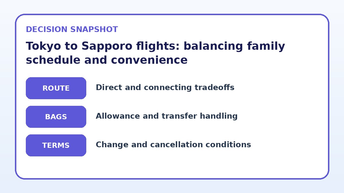 Decision guide for Tokyo to Sapporo flights: balancing family schedule and convenience