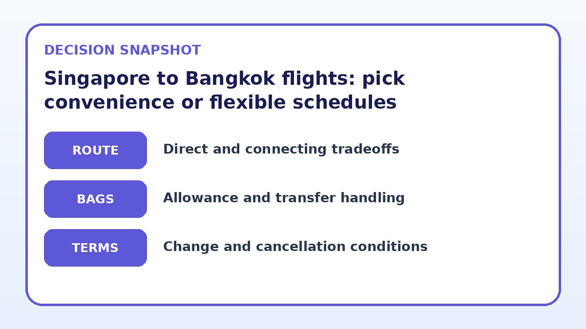 Decision guide for Singapore to Bangkok flights: pick convenience or flexible schedules