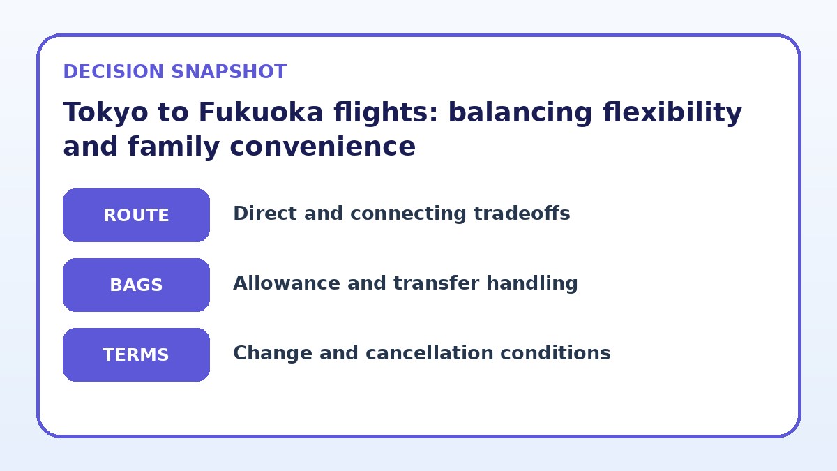 Decision guide for Tokyo to Fukuoka flights: balancing flexibility and family convenience