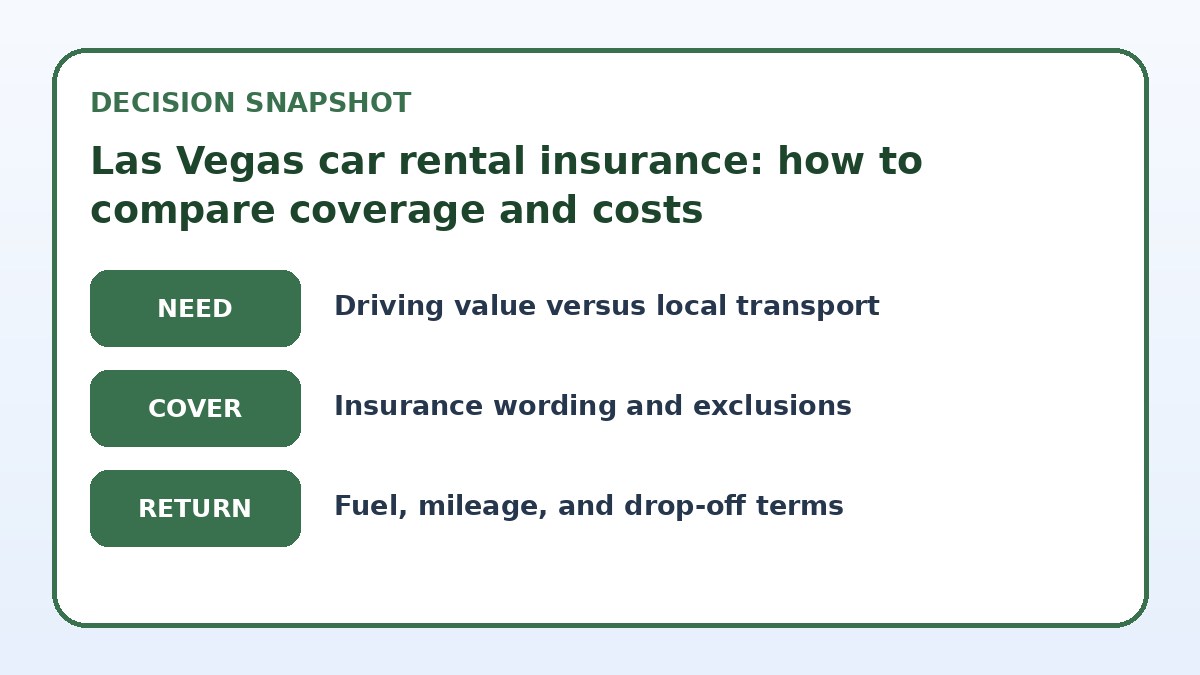 Decision guide for Las Vegas car rental insurance: how to compare coverage and costs