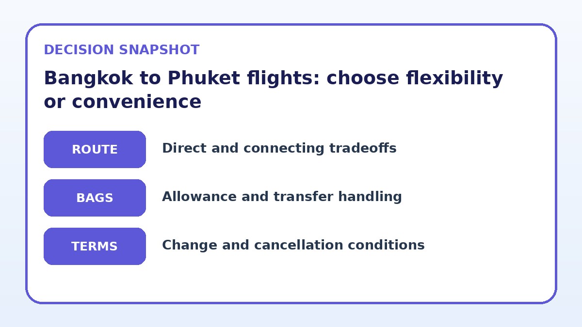 Decision guide for Bangkok to Phuket flights: choose flexibility or convenience