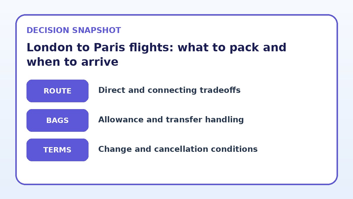 Decision guide for London to Paris flights: what to pack and when to arrive