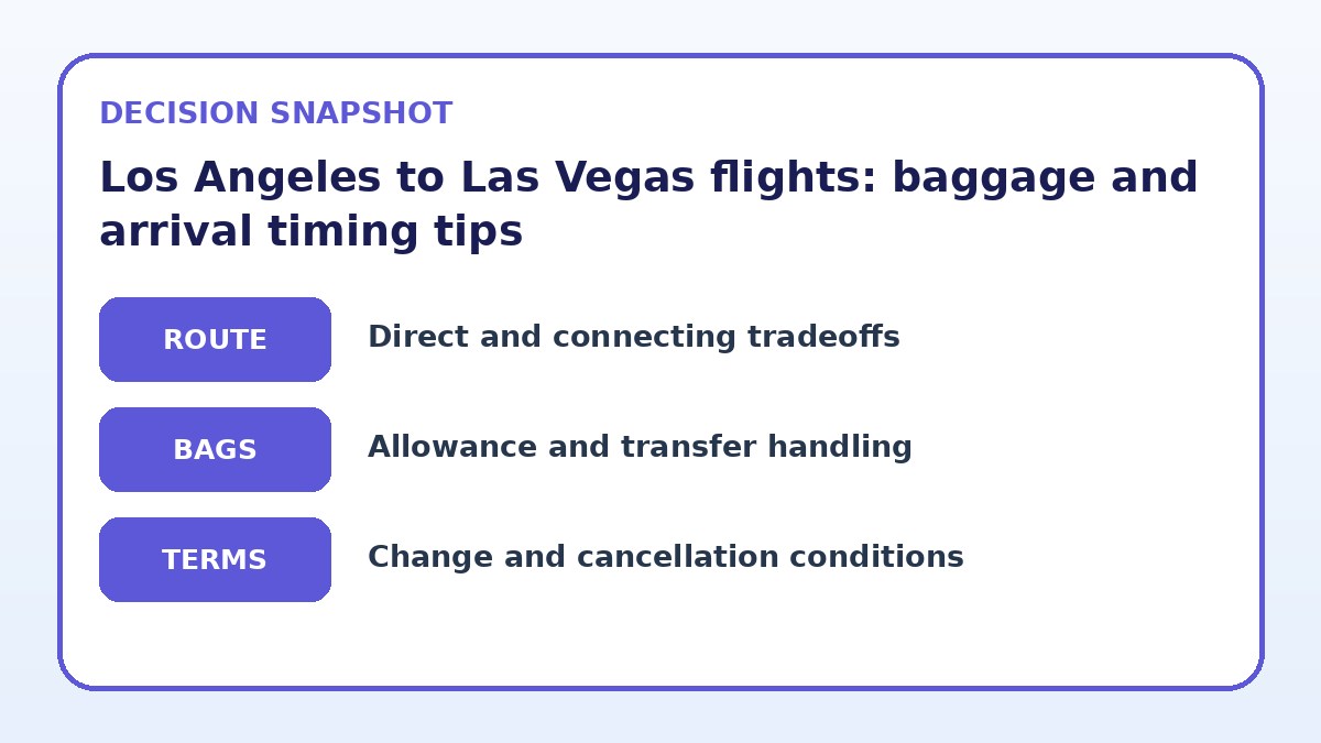 Decision guide for Los Angeles to Las Vegas flights: baggage and arrival timing tips