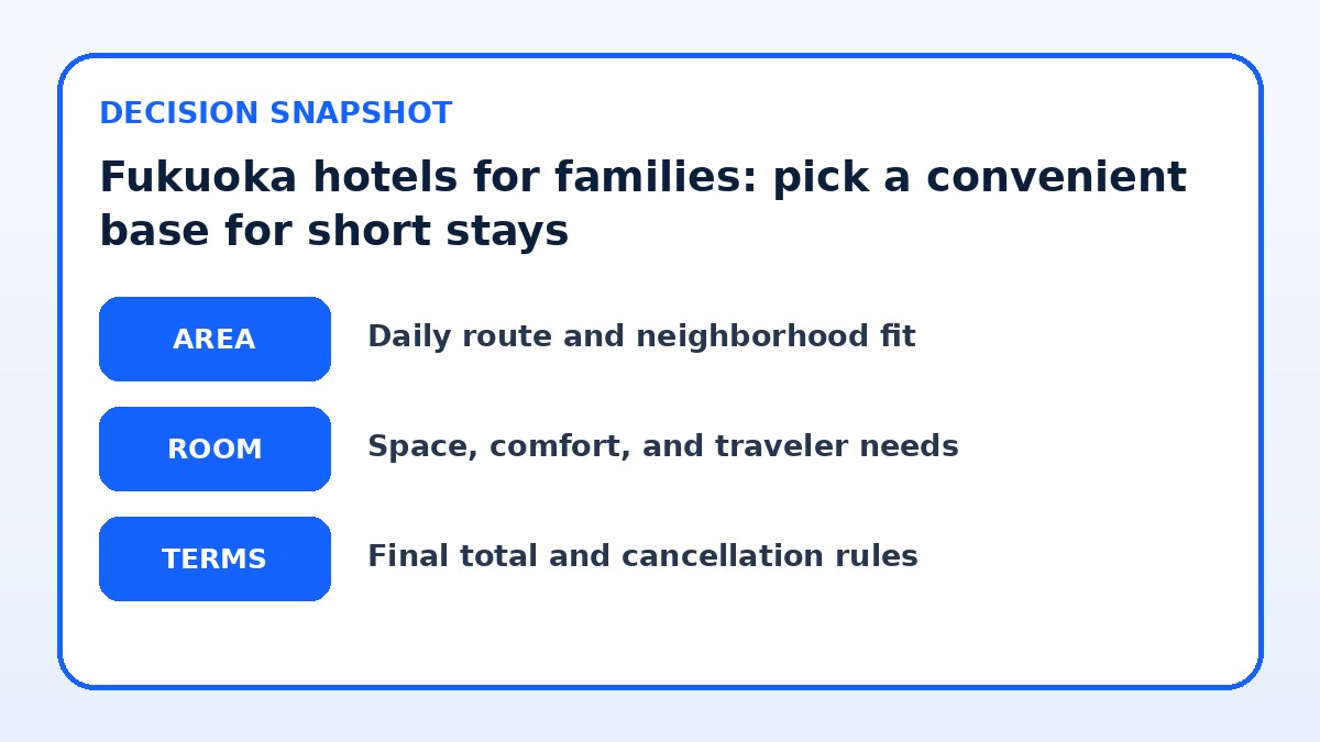 Decision guide for Fukuoka hotels for families: pick a convenient base for short stays