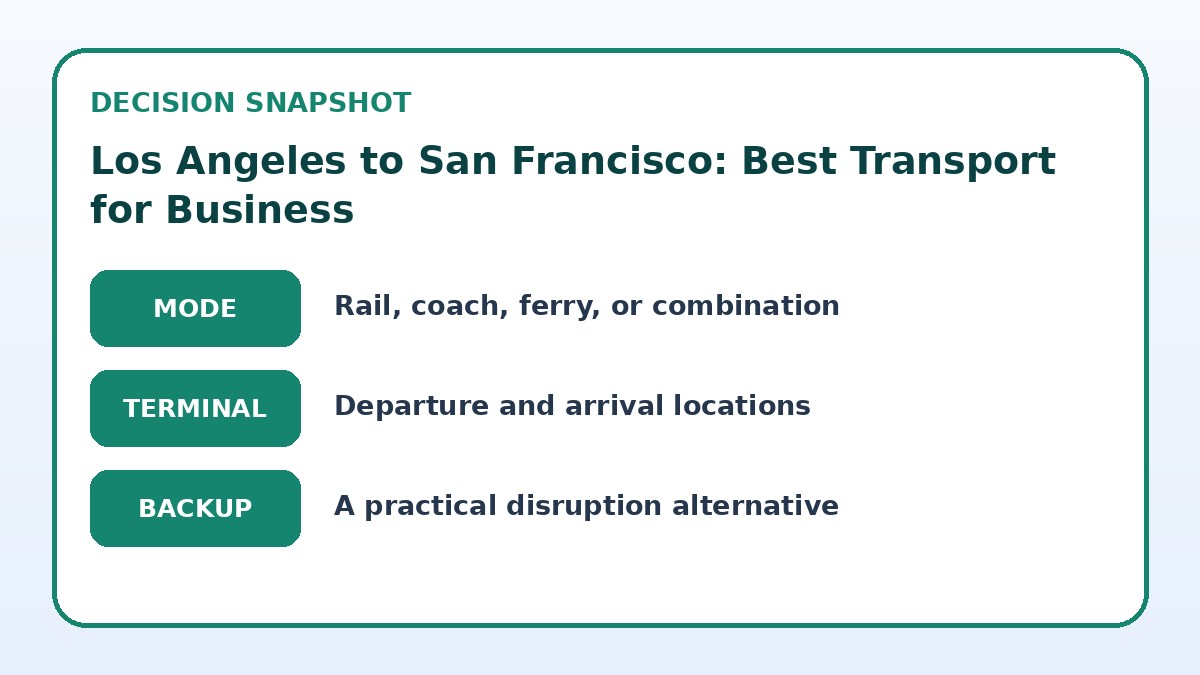 Decision guide for Los Angeles to San Francisco: Best Transport for Business