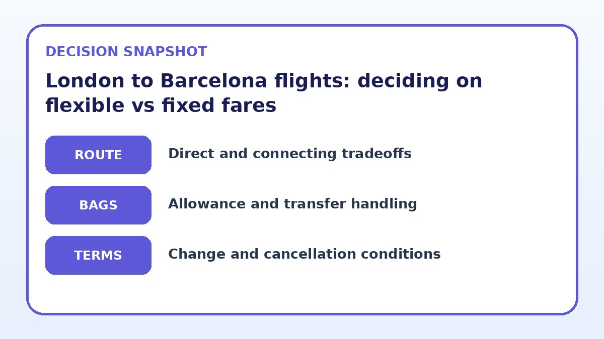 Decision guide for London to Barcelona flights: deciding on flexible vs fixed fares