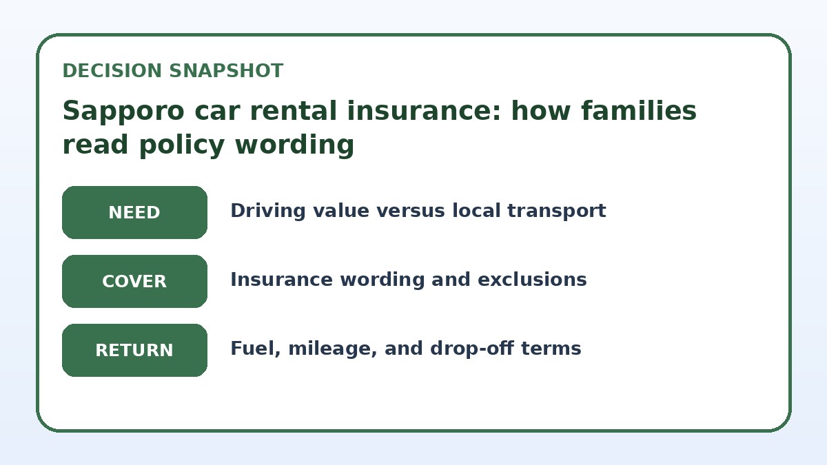 Decision guide for Sapporo car rental insurance: how families read policy wording