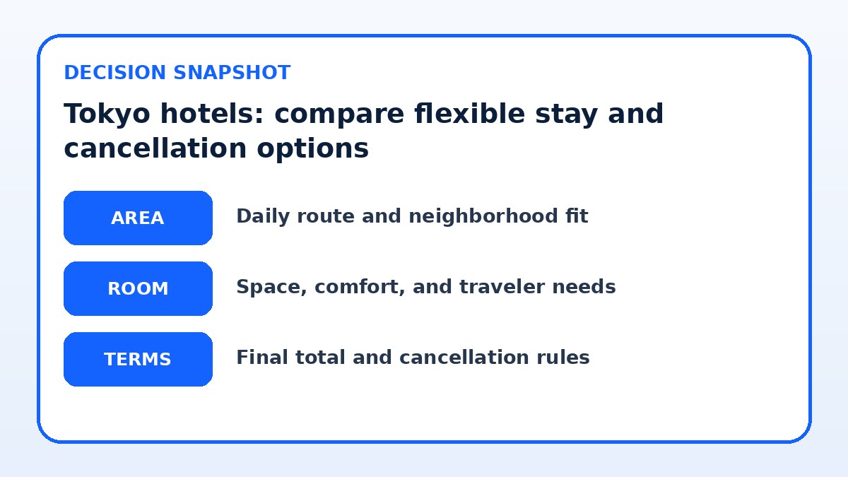 Decision guide for Tokyo hotels: compare flexible stay and cancellation options