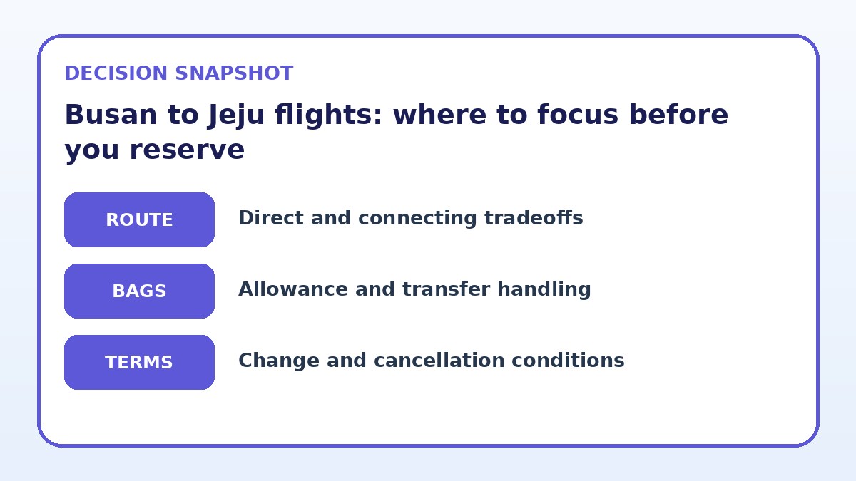 Decision guide for Busan to Jeju flights: where to focus before you reserve