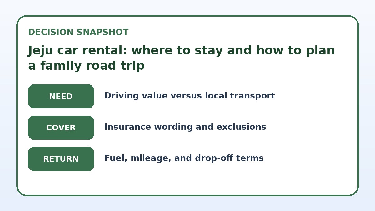 Decision guide for Jeju car rental: where to stay and how to plan a family road trip