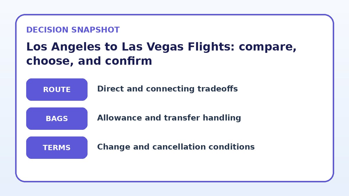 Decision guide for Los Angeles to Las Vegas Flights: compare, choose, and confirm