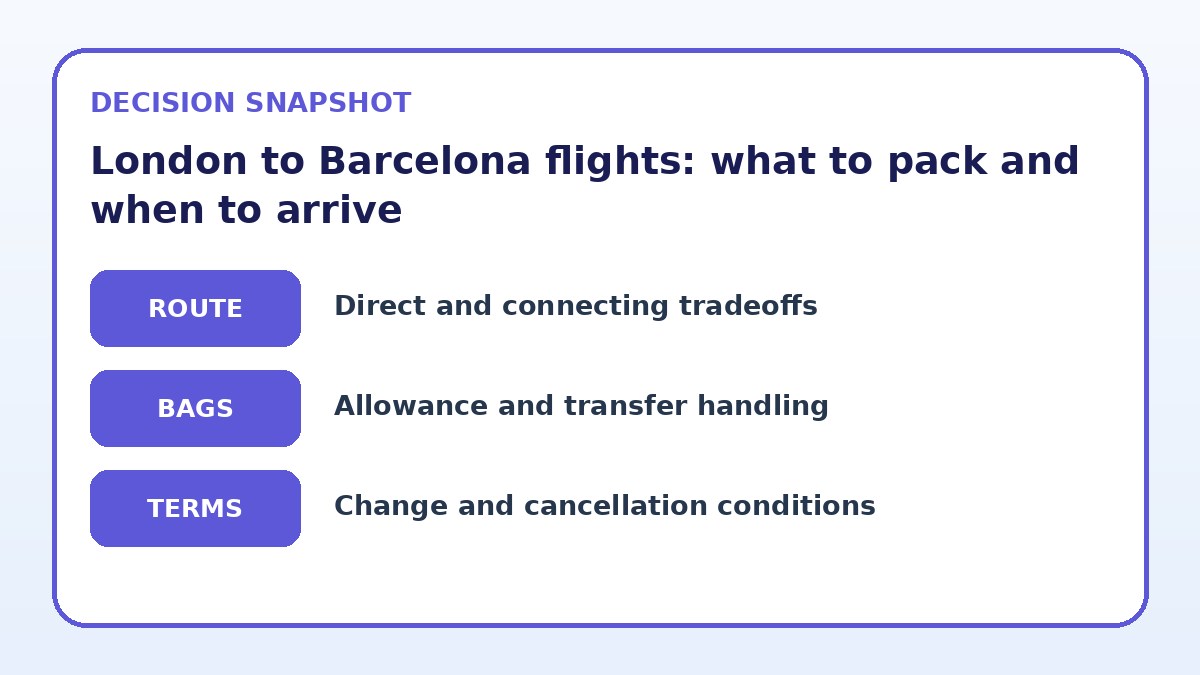 Decision guide for London to Barcelona flights: what to pack and when to arrive