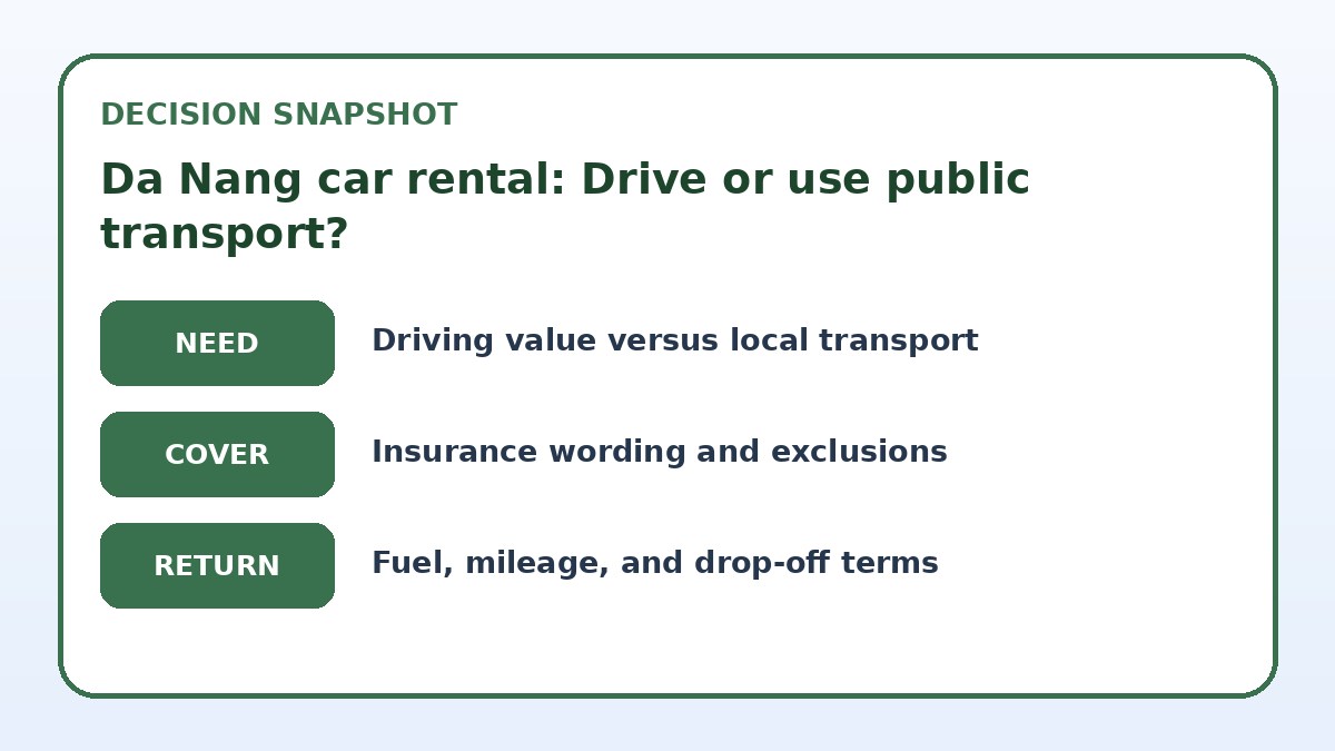 Decision guide for Da Nang car rental: Drive or use public transport?