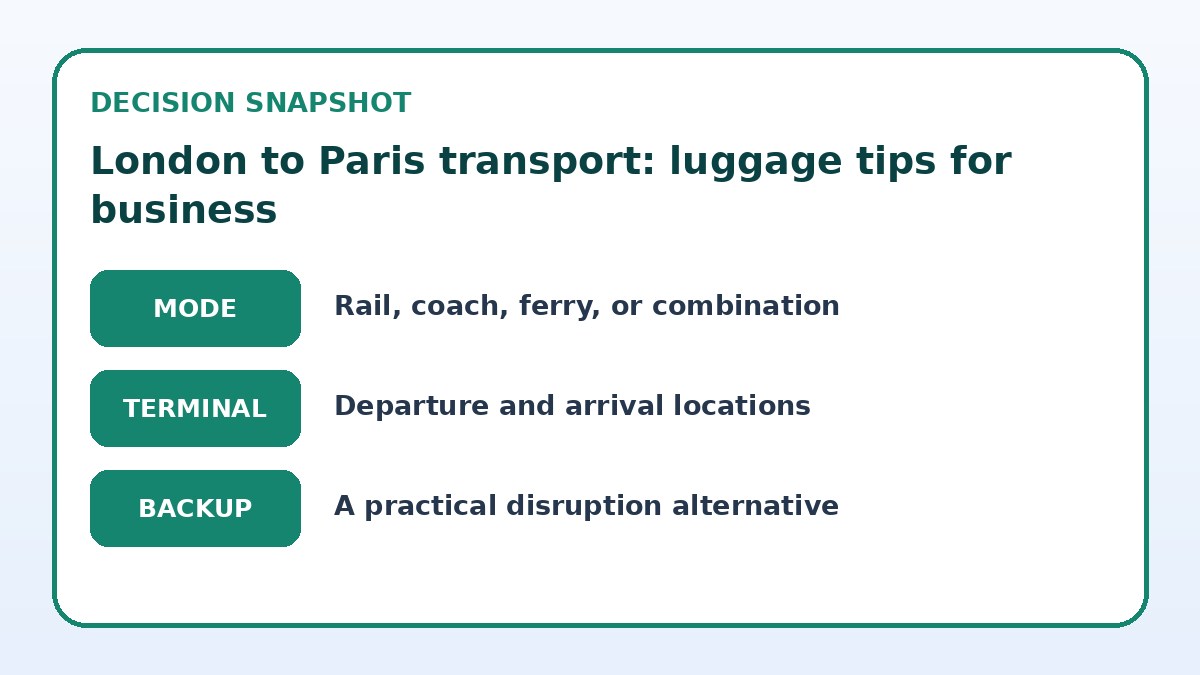 Decision guide for London to Paris transport: luggage tips for business