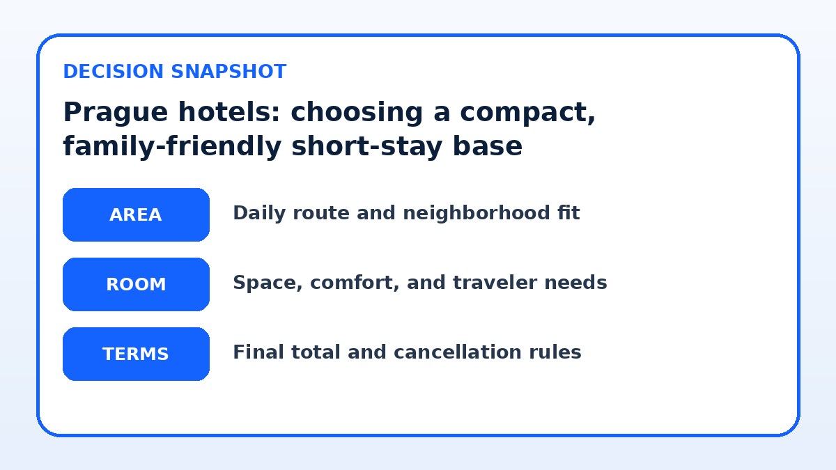 Decision guide for Prague hotels: choosing a compact, family-friendly short-stay base