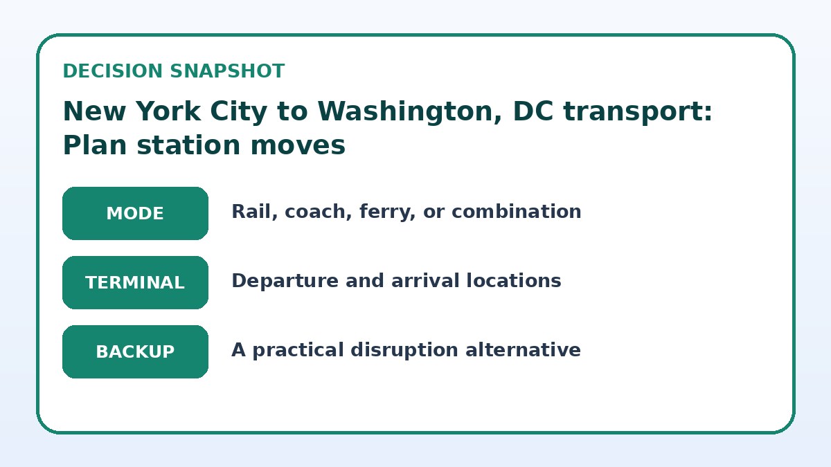 Decision guide for New York City to Washington, DC transport: Plan station moves