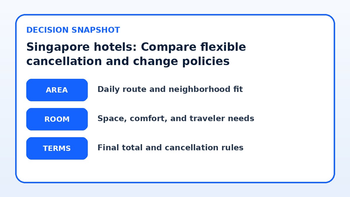 Decision guide for Singapore hotels: Compare flexible cancellation and change policies