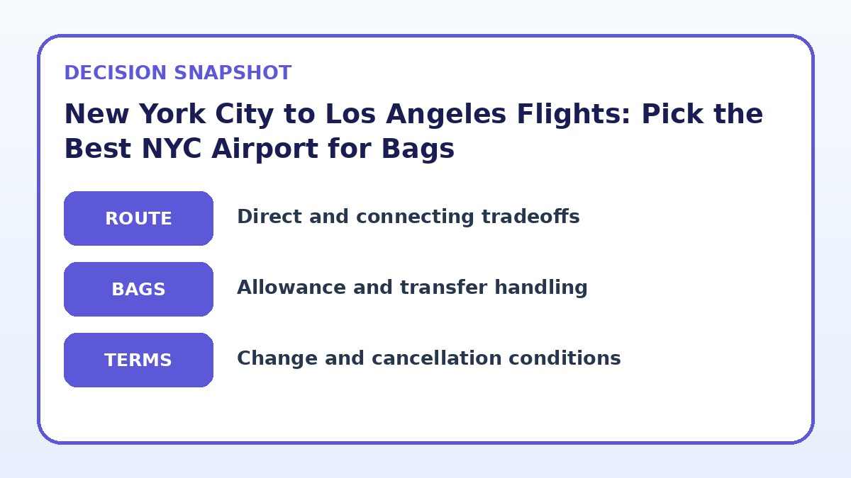 Decision guide for New York City to Los Angeles Flights: Pick the Best NYC Airport for Bags
