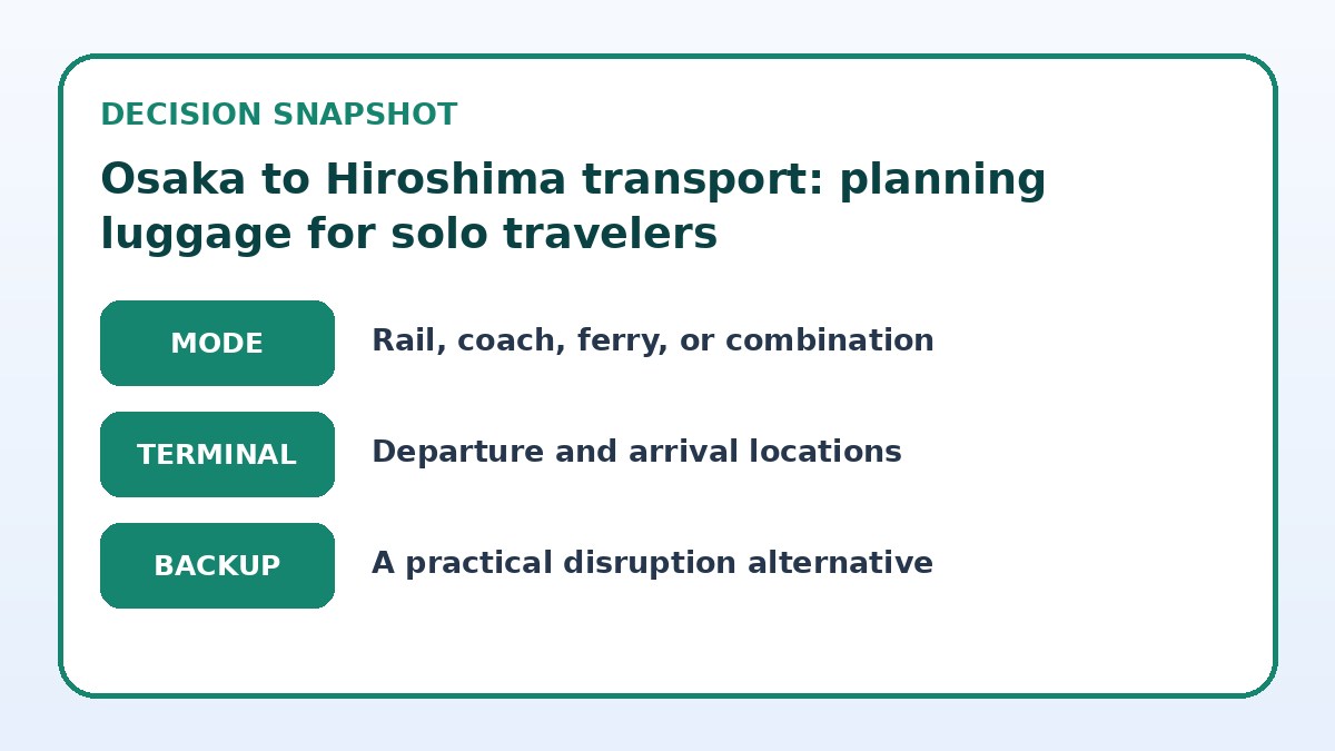 Decision guide for Osaka to Hiroshima transport: planning luggage for solo travelers