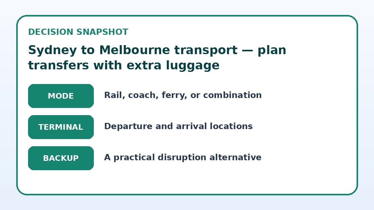 Decision guide for Sydney to Melbourne transport — plan transfers with extra luggage