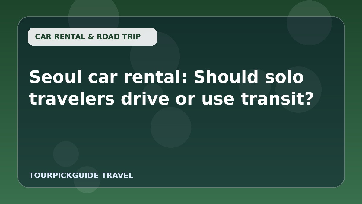Seoul car rental: Should solo travelers drive or use transit?