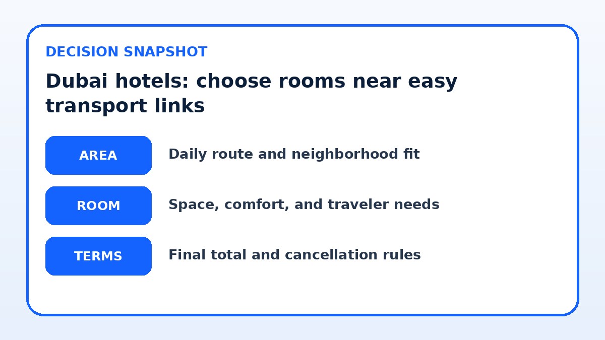 Decision guide for Dubai hotels: choose rooms near easy transport links