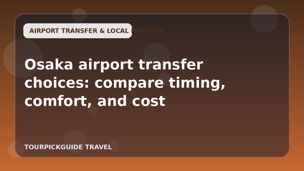 Osaka airport transfer choices: compare timing, comfort, and cost