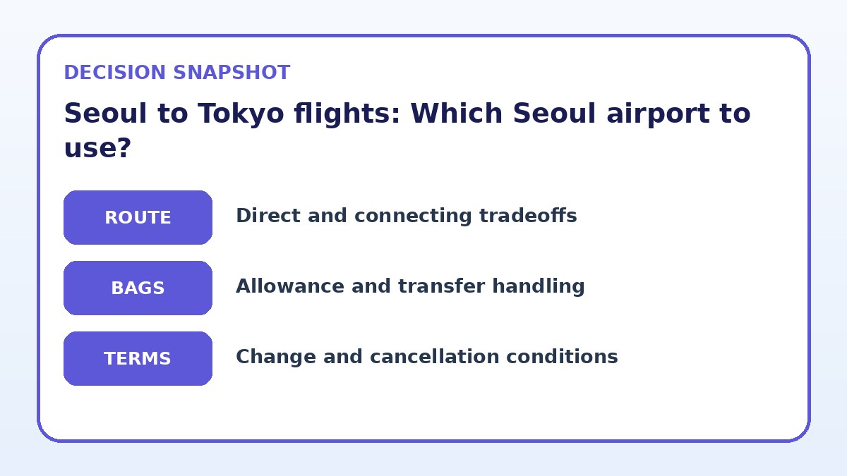 Decision guide for Seoul to Tokyo flights: Which Seoul airport to use?