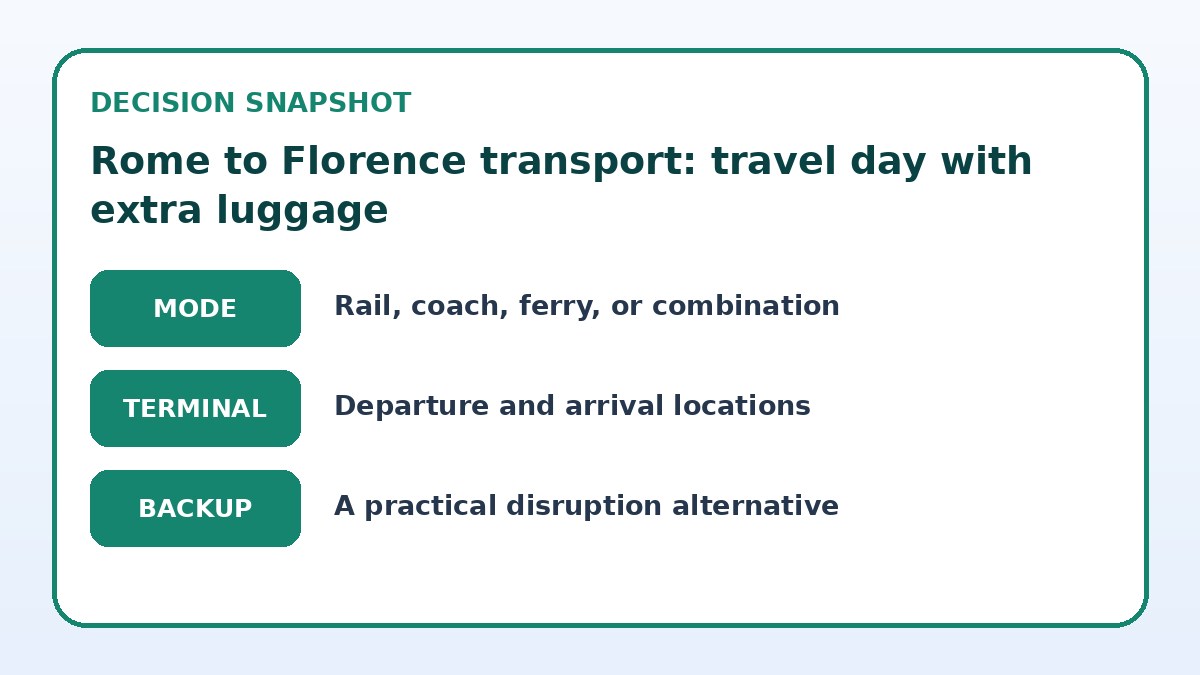 Decision guide for Rome to Florence transport: travel day with extra luggage