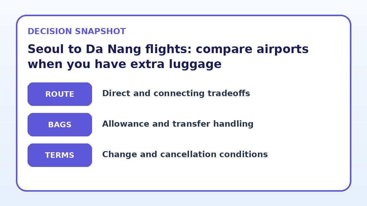 Decision guide for Seoul to Da Nang flights: compare airports when you have extra luggage