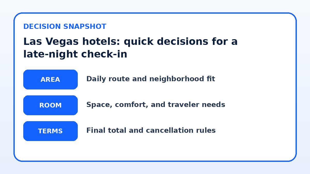 Decision guide for Las Vegas hotels: quick decisions for a late-night check-in